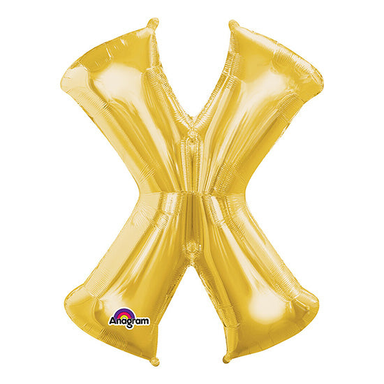 Letter X Gold 33in Metallic Balloon