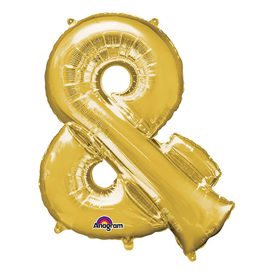 Letter & Symbol Ampersand Gold 33in Metallic Balloon