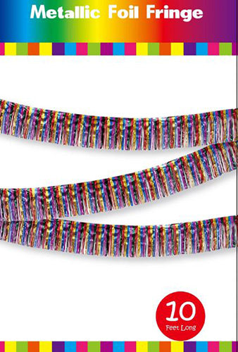 Metallic Fringe Banner 10' Rainbow