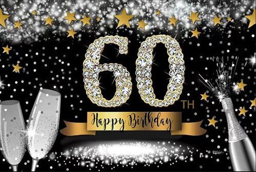 60th Happy Birthday Vinyl Backdrop