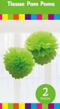 Tissue Paper Pom Poms Lime Green 2ct