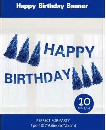 Happy Birthday 10ft Gold Banner with Tassels Kit