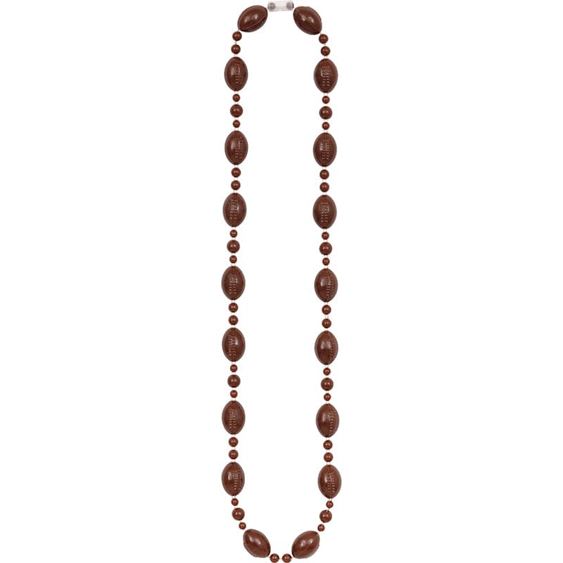 Brown Football Beaded Necklace 32"