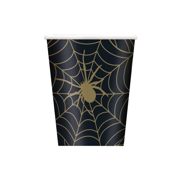 Black and Gold Spider Web 9oz Paper Cup