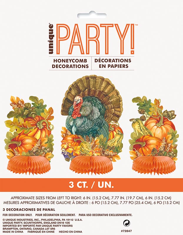 Traditional Thanksgiving Honeycomb Centerpieces 3ct