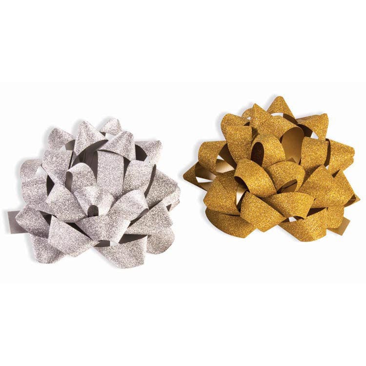 Diamond Star 3in Bows Silver & Gold 6ct