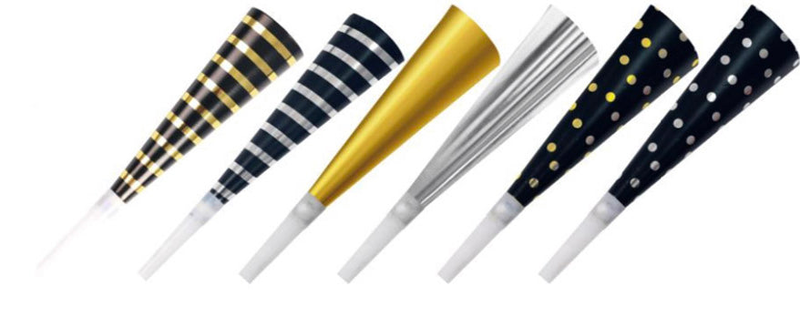 Polka Dot & Stripe Horns 7.8" 6 Ct