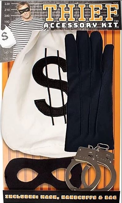 Thief Burglar Handcuff Money Heist Adult Costume Accessory Kit