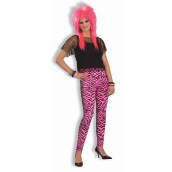 80's Style Pink Zebra Print Stirrup Pants