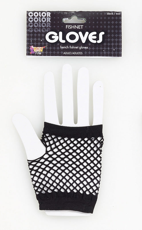 Fishnet Short Fingerless Gloves Black