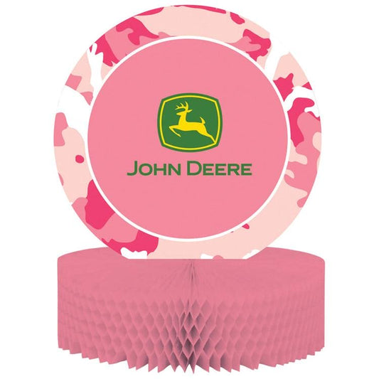 John Deere Pink Camouflage Honeycomb Centerpiece