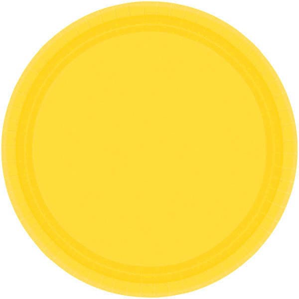 Yellow Sunshine 9in Round Dinner Paper Plates