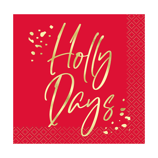 Holly Days Christmas Beverage Napkins 16ct