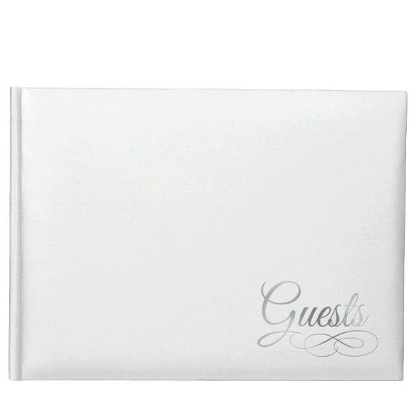 White Guest Book with Silver Detail
