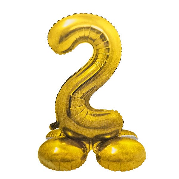 34in Standing Number 2 Gold Balloon