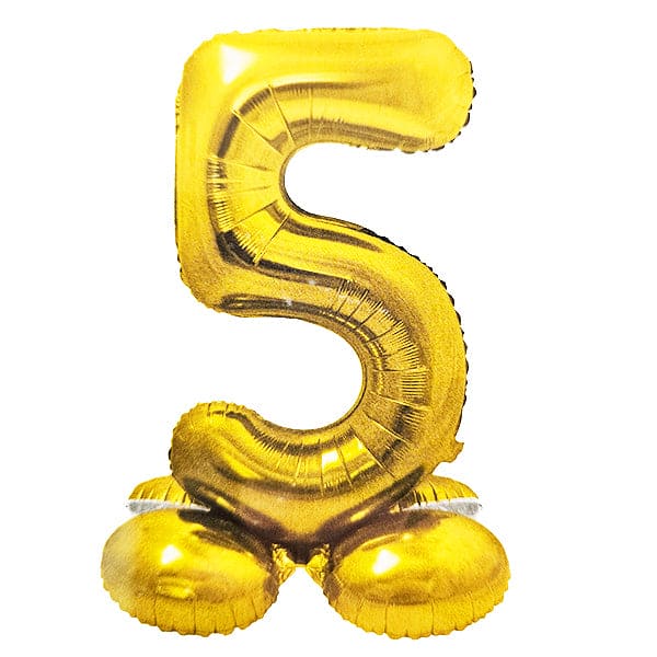 34in Standing Number 5 Gold Balloon