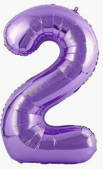 34in Number 2 Purple Mylar Balloon