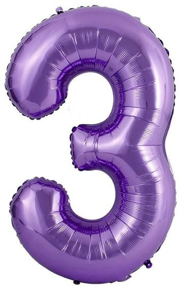 34in Number 3 Purple Mylar Balloon