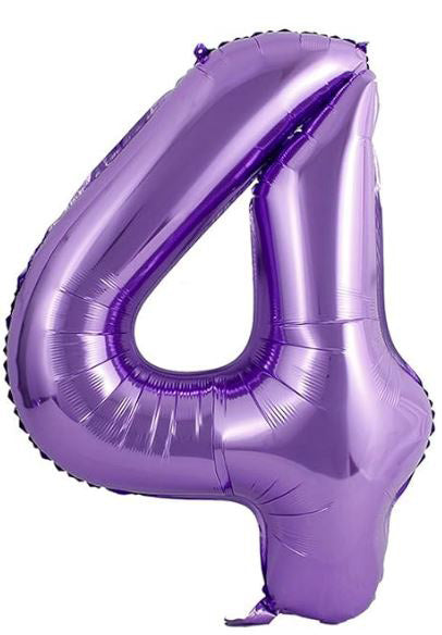 34in Number 4 Purple Mylar Balloon