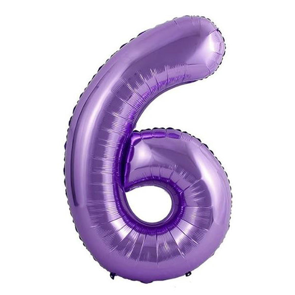 34in Number 6 Purple Mylar Balloon