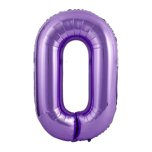 34in Number 0 Purple Mylar Balloon