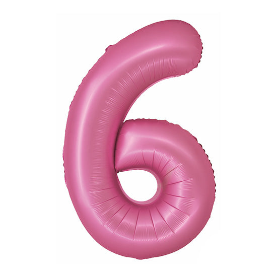 34in Number 6 Pink Mylar Balloon