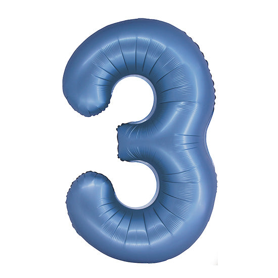 34in Number 3 Blue Mylar Balloon