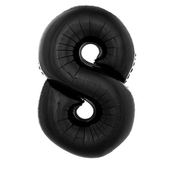 40in Number 8 Black Mylar Balloon