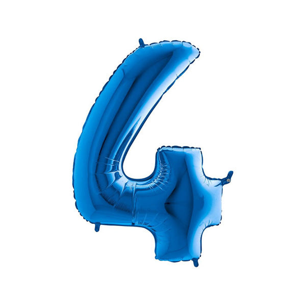 40in Number 4 Blue Mylar Balloon