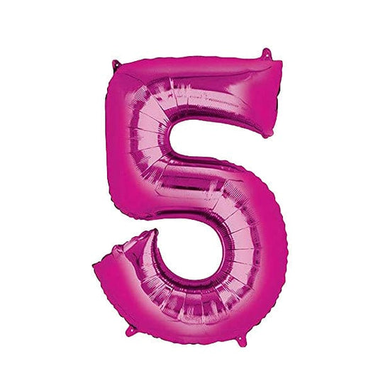 40in Number 5 Pink Mylar Balloon