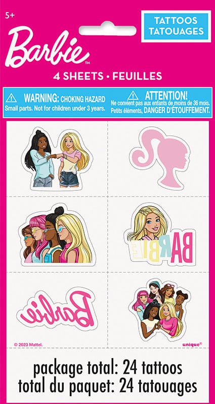 Barbie Temporary Tattoo Favors 4ct