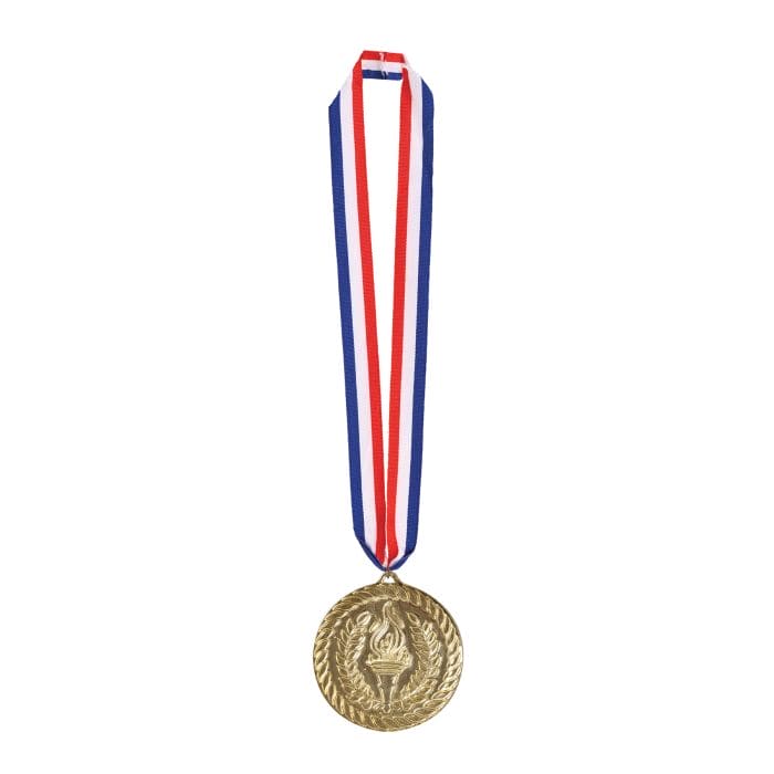 Gold Metal Plastic Award with Ribbon