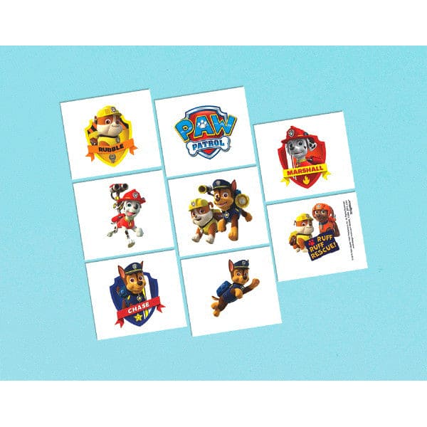 Paw Patrol 2" Tattoo Favors 1 sheet
