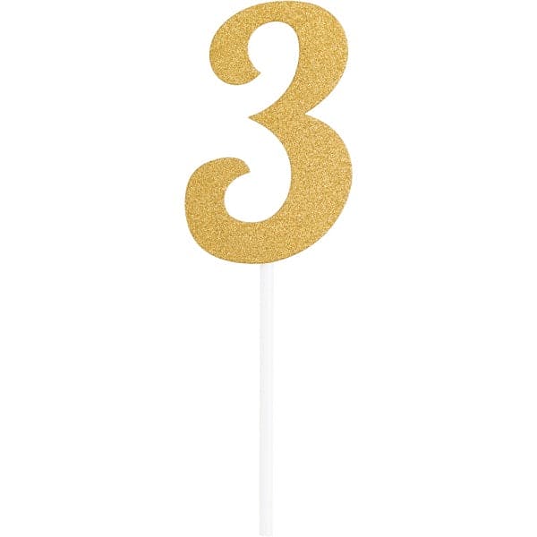 Cake Topper Gold Number 3