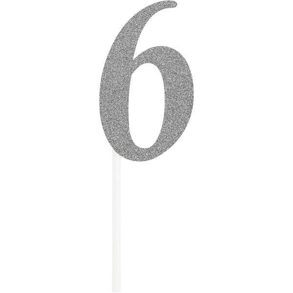 Cake Topper Silver Number 6