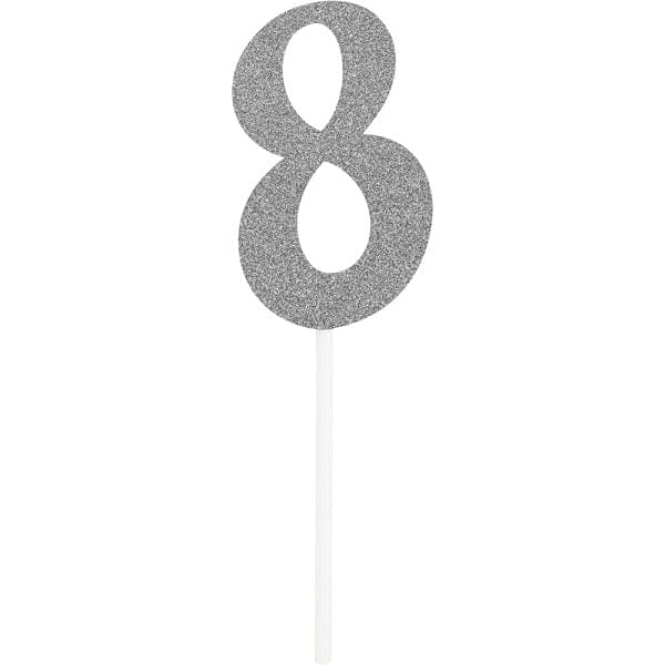 Cake Topper Silver Number 8