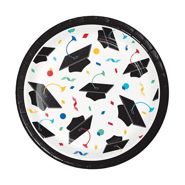Grad Cap Toss 7in Round Luncheon Paper Plates 8ct