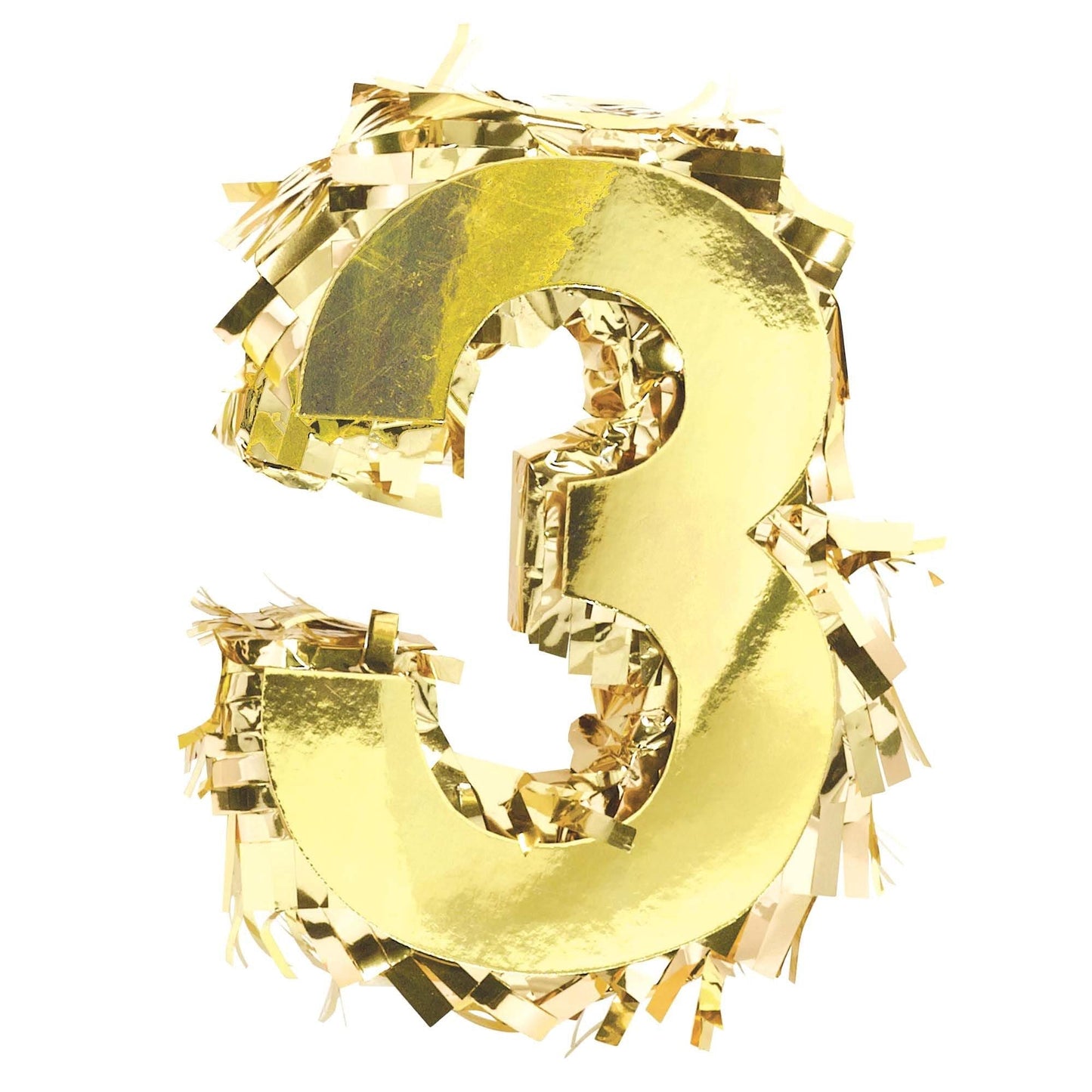 Foil Number #3 Mini Gold Pinata