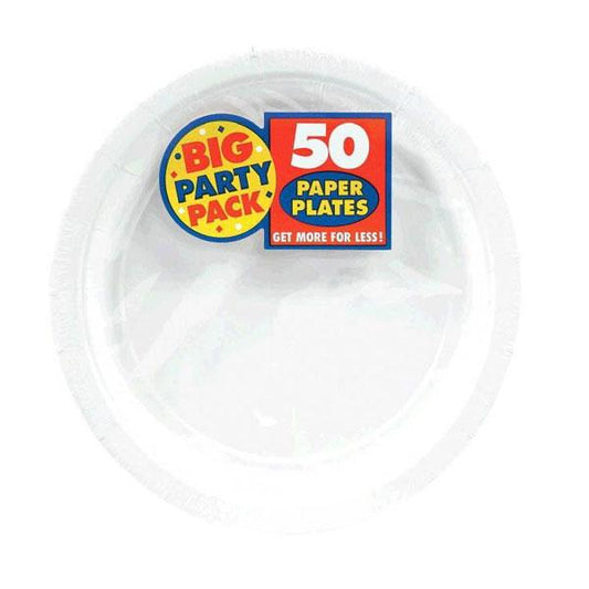 Frosty White Big Party Pack 7in Round Luncheon Paper Plates