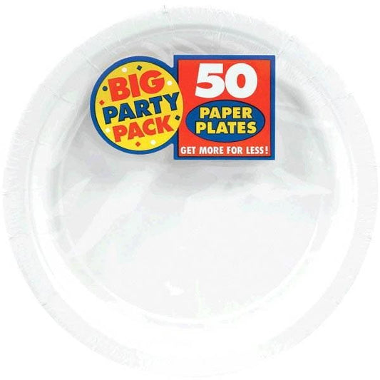 Frosty White Big Party Pack 9in Round Paper Plates 50 Ct