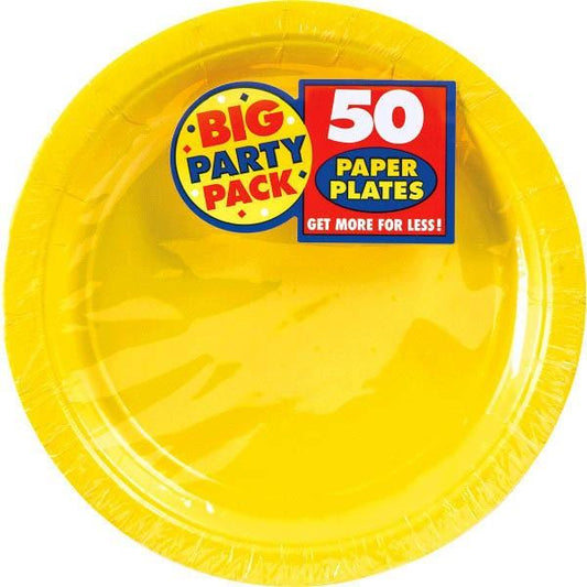 Yellow Sunshine Big Party Pack 9in Round Dinner Paper Plates