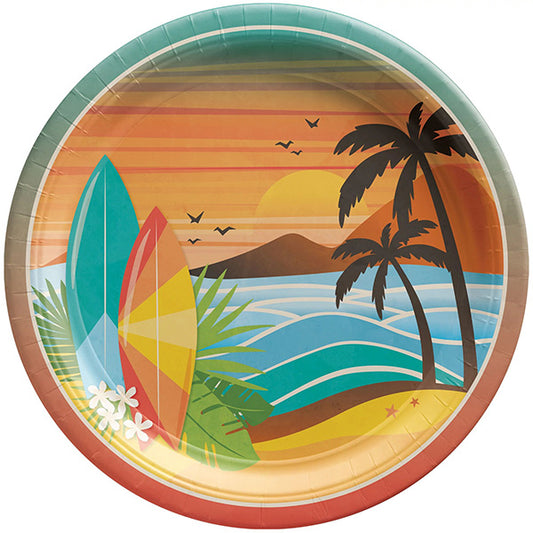 Beach Life 8.5in Round Dinner Paper Plates 50ct