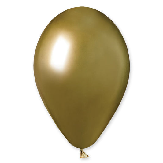 13" Chrome Shiny Latex Balloons Gold 25ct
