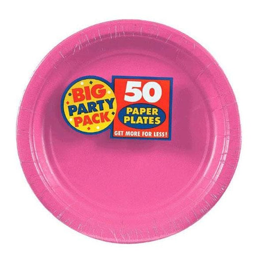 Bright Pink Big Party Pack 7in Round Luncheon Paper Plates