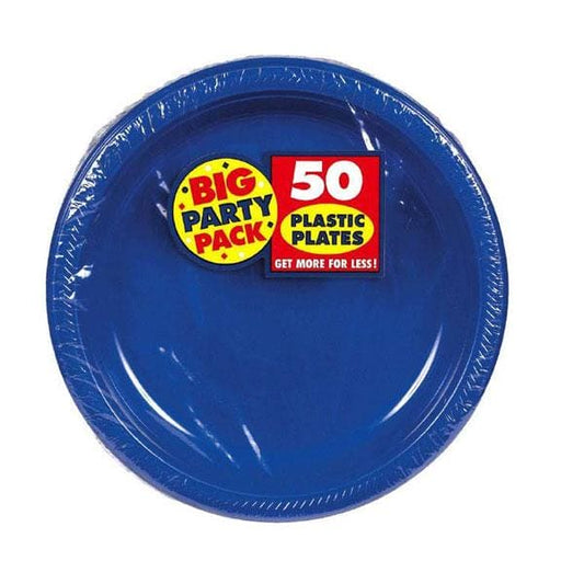 Bright Royal Blue Big Party Pack 7in Round Plastic Plates