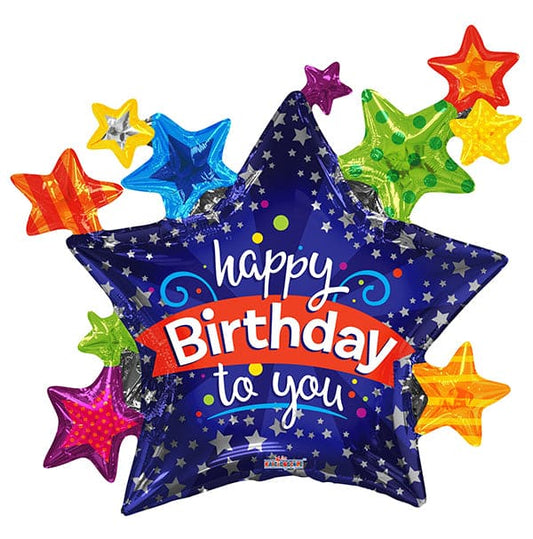 Happy Birthday To You Stars 36in Metallic Balloon