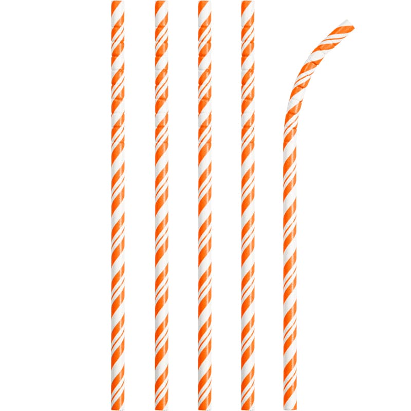 Paper Straws Orange Stripe 24 Ct