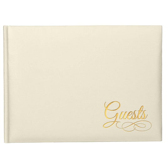 Ivory Paper Gold Detail Guest Book 8 1/8" x 6 1/4"