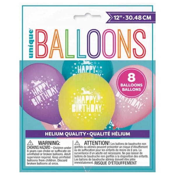 Birthday 12in Latex Balloons 8ct