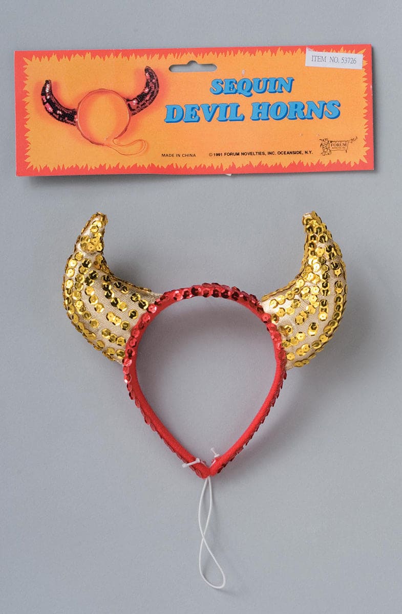 Devil Horn Red and Gold Sequin Headband